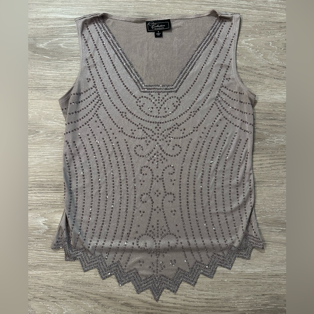 Collection Dressbarn Beaded V-Neck Sleeveless Top